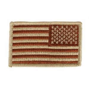 USA Flag Embroidered Velcro Shoulder Patch - 3.5" x 2" Reversed Coyote Tan