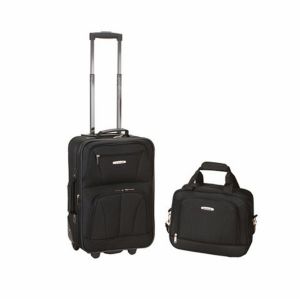 Rockland Luggage 2 Piece Printed Luggage Set, Medium, Black