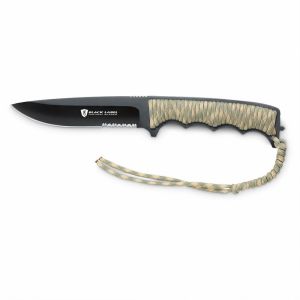 Browning Cold Stone Black Partially Serrated Spear Point Fixed Blade Knife with Paracord Wrapped Handle