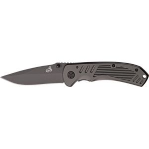 Colt Black Blade Titanium Linerlock Folding Knife with Finger Grooved Aluminum Handle