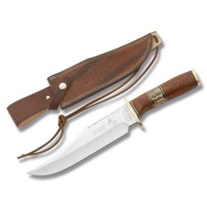 Colt 326 Bowie Fixed Blade Knife w/ Brown Pakkawood and Stag Rounded Handle