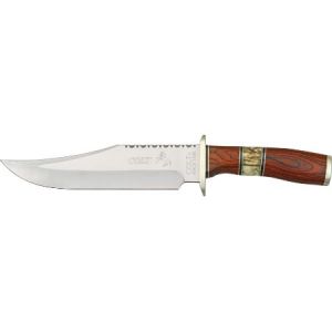 Colt 326 Bowie Fixed Blade Knife w/ Brown Pakkawood and Stag Rounded Handle