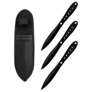 3 Piece Leaf Point Black Throwing Knives
