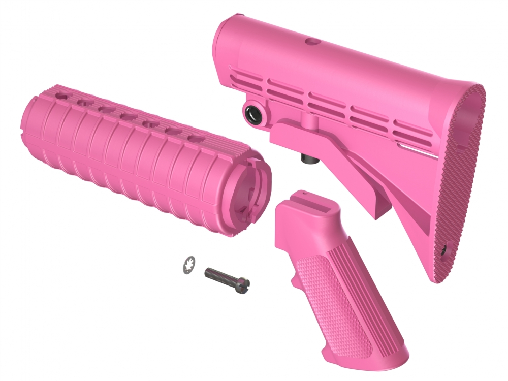 Tactical intent - kitty pink AR15 M4 QD enhanced buttstock, handguard and A...