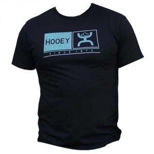 HOOey "Roots" Black and Light Blue Crew Neck T-Shirt - HT1235BKBL