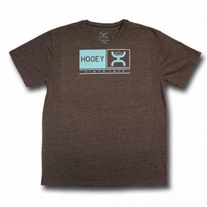 HOOey "Roots" Brown Heather and Turquoise Crew Neck T-Shirt - HT1235BRTQ