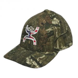 Hooey Brand Mossy Oak Camo with American Flag Roughy Flexfit Hat - L/XL