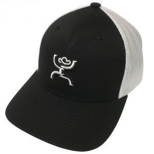 Hooey Brand "Chi" Black/White Snapback Mesh Trucker Hat - 1651T-BKWH