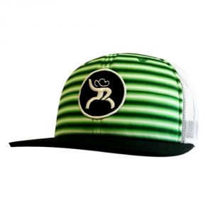 HOOey Hat Mens Baseball Cap Chute Roughy OSFA Green Stripes 4323T-BKGN