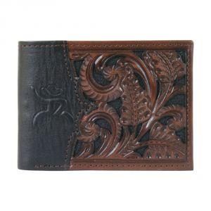 Hooey Brand Roughy Signature Tooled Brown/Black Bifold Wallet - 1781161W5