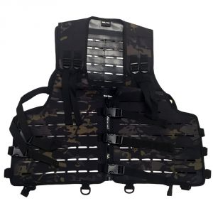 Mil-Tec Lightweight Black Flecktarn Camo Laser Cut Tactical Vest - 13461369