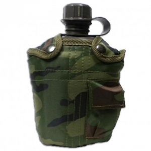 Miltec 1L Canteen with Woodland Camo Protective Cover - 14505020