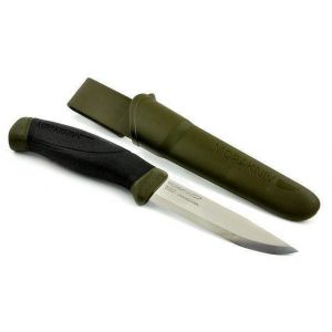 Morakniv Military Green 4.1" Companion Fixed Blade Outdoor Knife with Sandvik Carbon Steel Blade