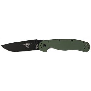 Ontario Knife Company OD Green Black Blade RAT II Folding Knife 